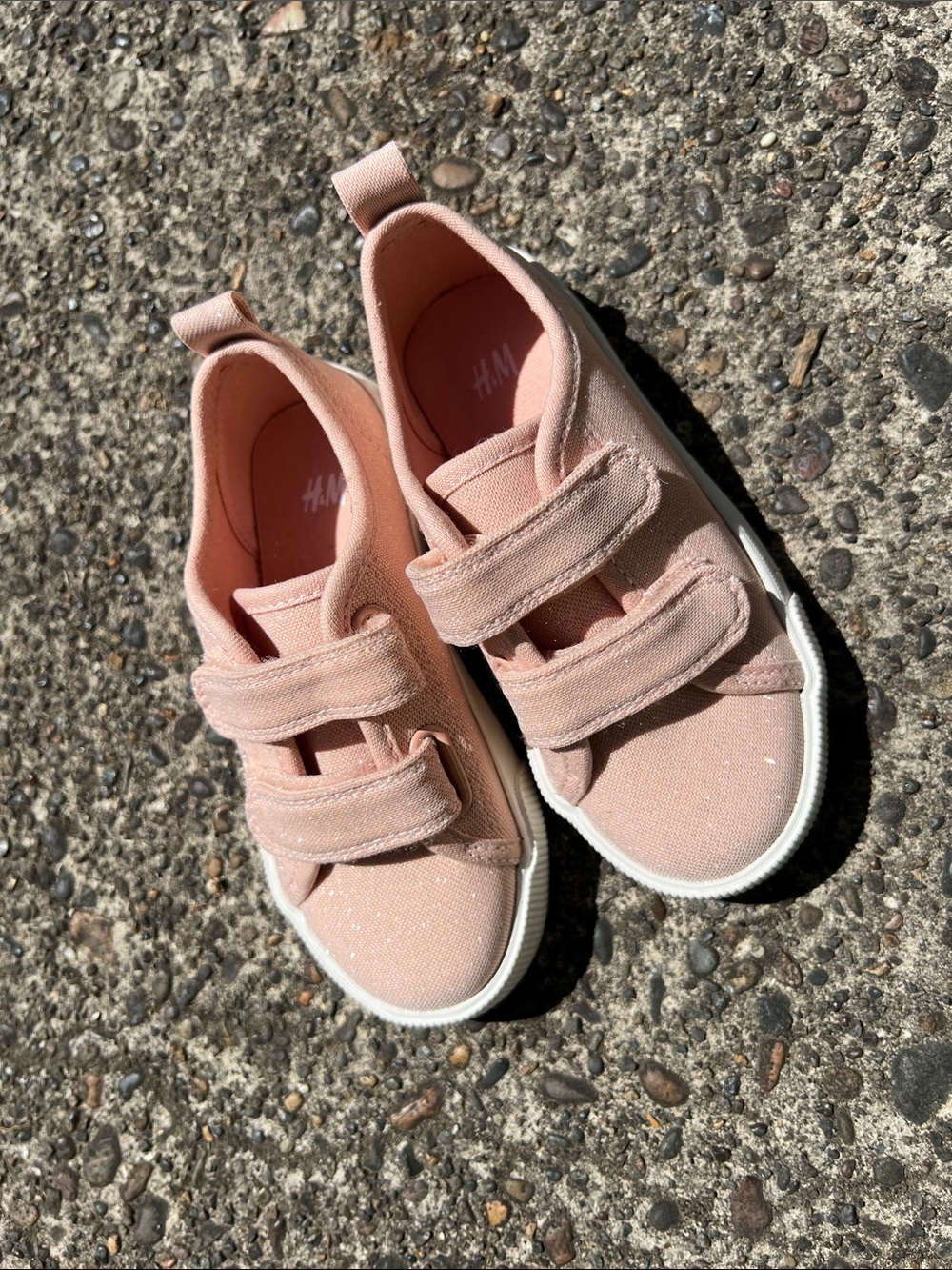 H&M Kids Rose Pink Sparkle Canvas Velcro Sneakers
